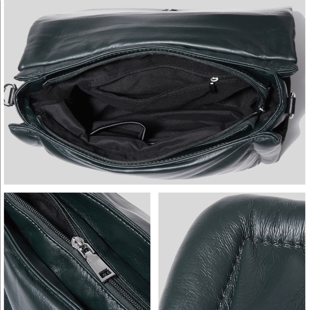 New Silver Gray Down Puff Shoulder Bag Handbag Tote bag Puffy Soft Carry On Bag - Picture 7 of 8